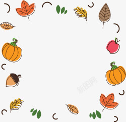 秋天纸质边框卡通秋天树叶边框矢量图高清图片