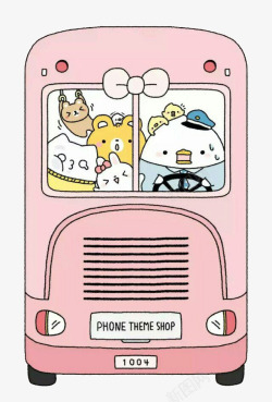 粉色小鸡动物巴士高清图片