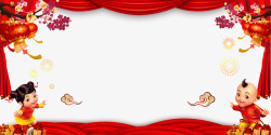 红块布喜迎新年背景边框psd分层图高清图片