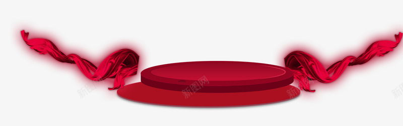 红色产品展示台png免抠素材_新图网 https://ixintu.com 丝绸 展示台 平台 彩带 活动元素 红色