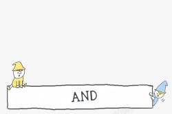 金色小人文本框手绘动漫可爱卡通图标高清图片