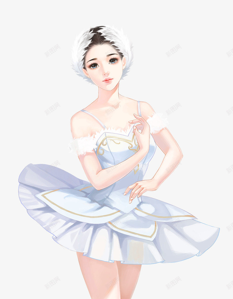 白衣芭蕾舞少女手绘png免抠素材_新图网 https://ixintu.com 少女 白衣 芭蕾舞