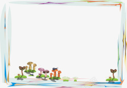 油墨画蘑菇水彩相框免费高清图片