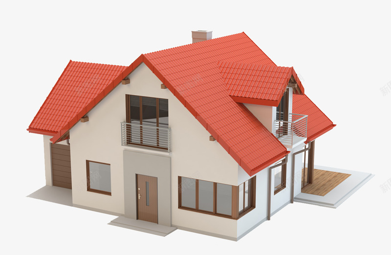 建筑房子png免抠素材_新图网 https://ixintu.com 3d模型 别墅 小楼房子 模型房子