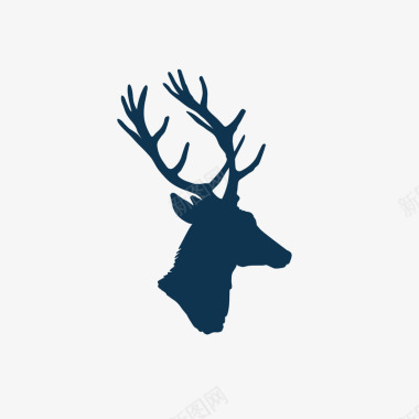 侧面的鹿茸头像装饰矢量图图标图标