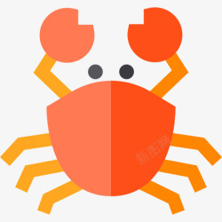 橘色螃蟹手绘简图素材