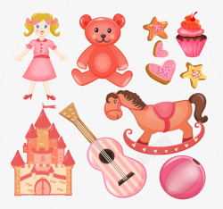 11款粉色系玩具和甜点素材