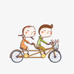 骑单车的情侣背景插图情侣骑单车高清图片