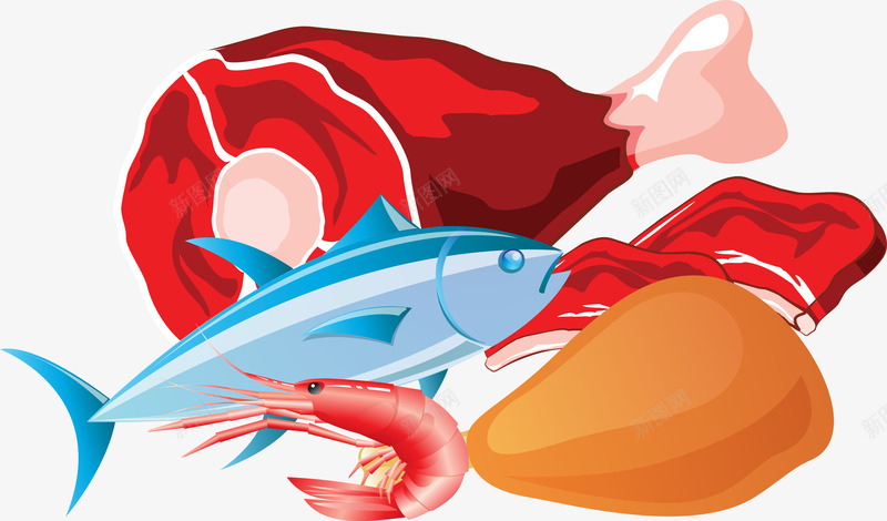 肉类海鲜插图png免抠素材_新图网 https://ixintu.com 海鲜 肉类 肉类海鲜 肉类海鲜插图矢量图