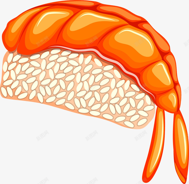 美味海鲜寿司png免抠素材_新图网 https://ixintu.com 海鲜寿司 白色芝麻 红色鲜虾 美味寿司 食品 黄色寿司