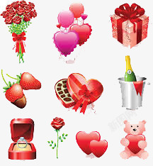粉红项链盒爱情元素集合高清图片