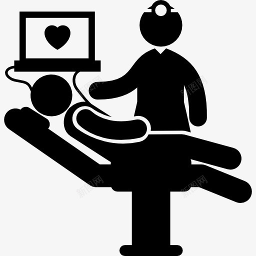 医生检查病人的心图标png_新图网 https://ixintu.com 健康 医生 医疗 图标集 床上 心脏 检查 耐心 躺在担架上