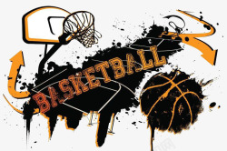 篮球图案手绘墨迹风格篮球高清图片