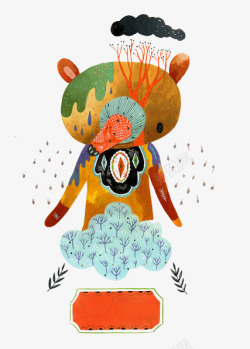 郁闷的小熊插画素材