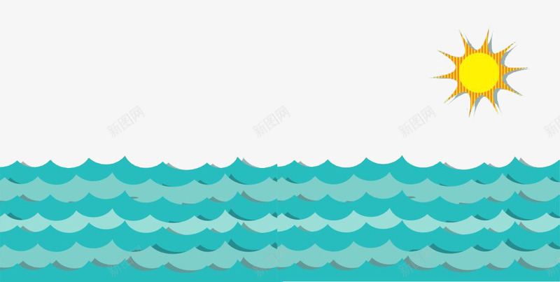 卡通海边框png免抠素材_新图网 https://ixintu.com 卡通海 海浪 海浪边框 蓝色大海