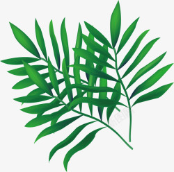 绿色手绘树叶矢量图素材