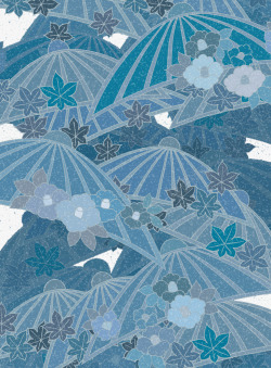 扇形底纹蓝色日式花纹高清图片