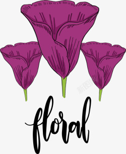 手绘春天紫色花朵矢量图素材
