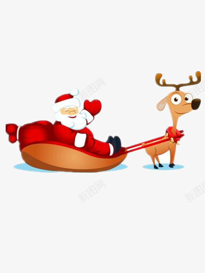 麋鹿拉圣诞老人png免抠素材_新图网 https://ixintu.com 圣诞 圣诞老人 圣诞节 平安夜 送礼物 驯鹿 麋鹿