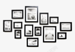 卧室墙钟框简约欧式创意黑白组合高清图片
