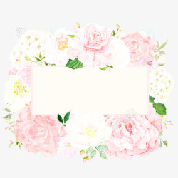 手绘唯美粉色花朵边框素材