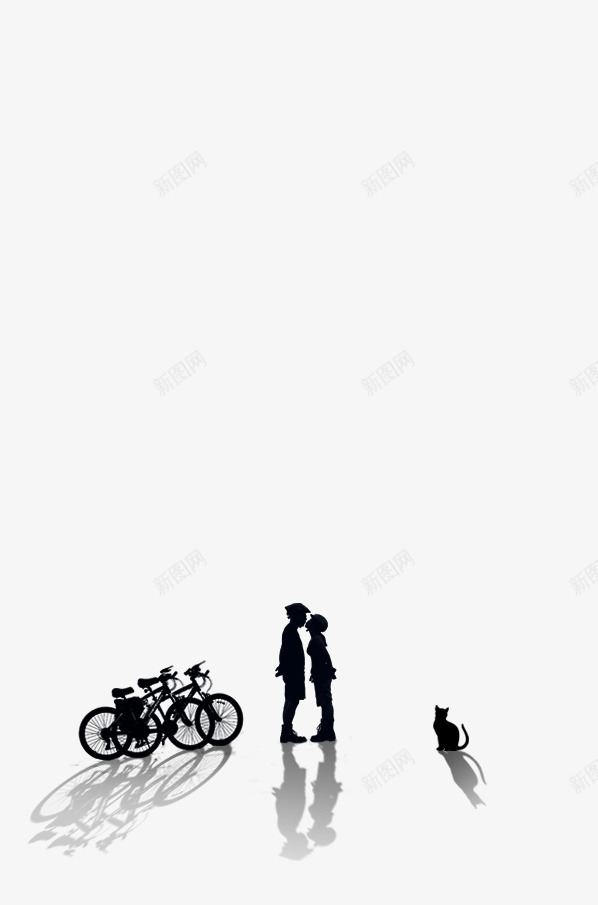 情侣png免抠素材_新图网 https://ixintu.com 剪影 单车剪影 情侣 猫 自行车 装饰