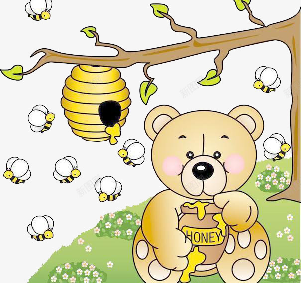 蜂蜜png免抠素材_新图网 https://ixintu.com HONEY 卡通 小熊 手绘 美食 蜜蜂