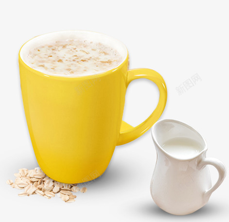 产品实物燕麦牛奶png免抠素材_新图网 https://ixintu.com 一杯燕麦 一杯牛奶 早餐搭配 营养早餐 食物