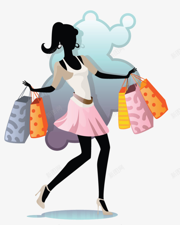 疯狂购物的时尚少女png免抠素材_新图网 https://ixintu.com 少女 时尚 疯狂 疯狂购物 站立的人 购物