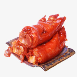 特产香猪肉复古盘子的猪脚高清图片