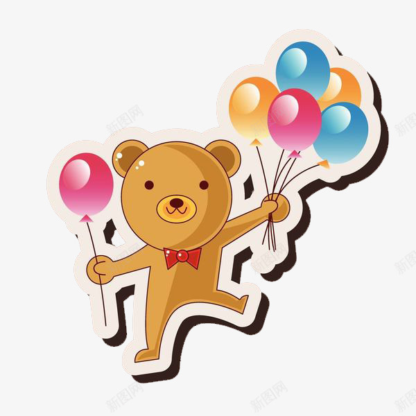 手拿气球的小熊图png免抠素材_新图网 https://ixintu.com 动物 卡通手绘 可爱 宠物 小熊 气球 水彩