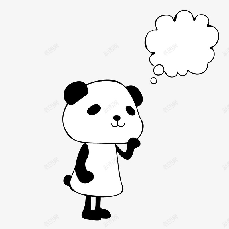 可爱大熊猫和对话框png免抠素材_新图网 https://ixintu.com 卡通 可爱的 对话框 小动物 简图 黑白色大熊猫