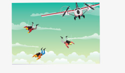 高空飞机飞机上跳伞矢量图高清图片