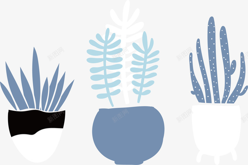 小清新植物装饰图案png免抠素材_新图网 https://ixintu.com 卡通盆栽 小清新 植物 浅色 矢量图案 装饰图案