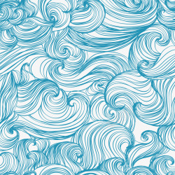 手绘海浪花纹无缝背景矢量图素材