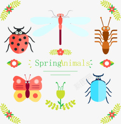 春季昆虫矢量图素材