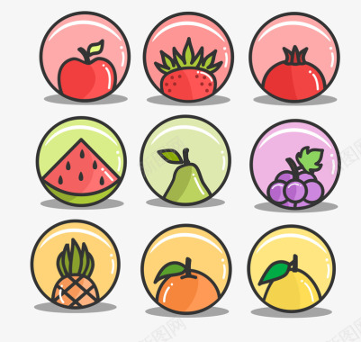 圆形常见水果图标图标