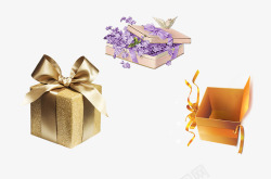 金紫色金色礼盒礼包装饰高清图片