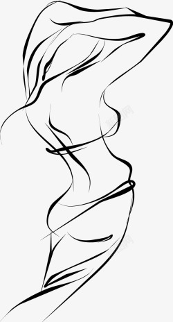 美女曼妙身材手绘流动性动感身材曲线图标高清图片