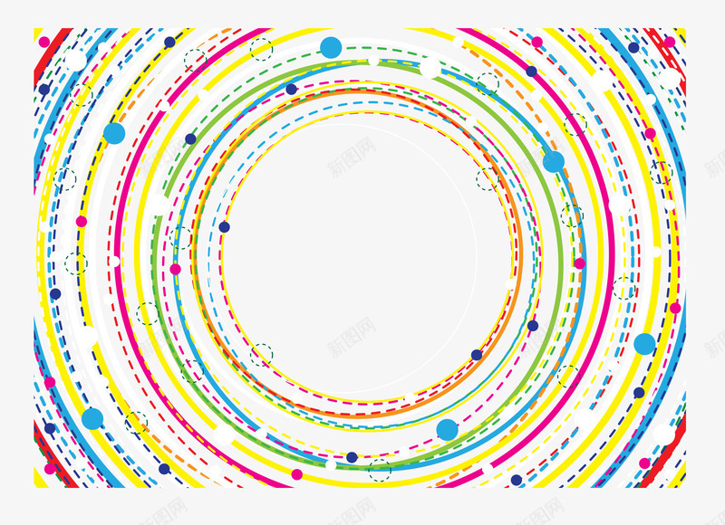 抽象艺术背景png免抠素材_新图网 https://ixintu.com 圆圈环绕 彩虹空间 色彩组成