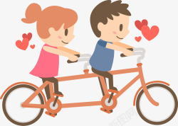 情侣骑双人自行车矢量图素材