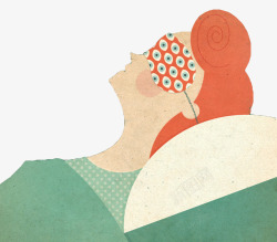 戴眼罩的女人插画睡觉人物高清图片