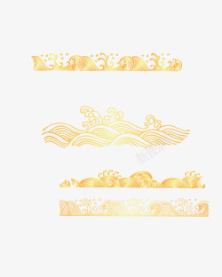 黄色海浪纹饰装饰素材