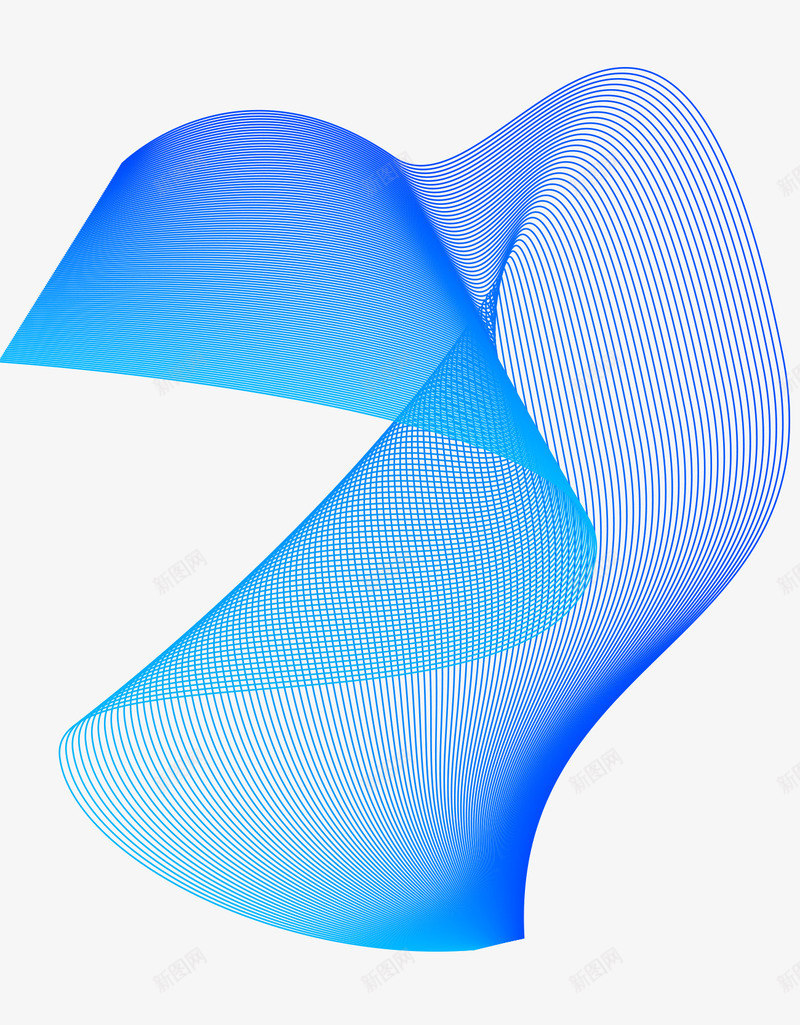 蓝色细线组成的飘带png免抠素材_新图网 https://ixintu.com 手绘飘带 曲线 纹理 细线 蓝色飘带 飘带
