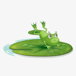 创意青蛙图片手绘绿色跳到荷叶的青蛙矢量图高清图片