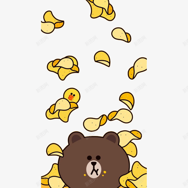 卡通棕熊吃薯片png免抠素材_新图网 https://ixintu.com 卡通 吃薯片 吃零食 小熊 插画 棕熊 薯片