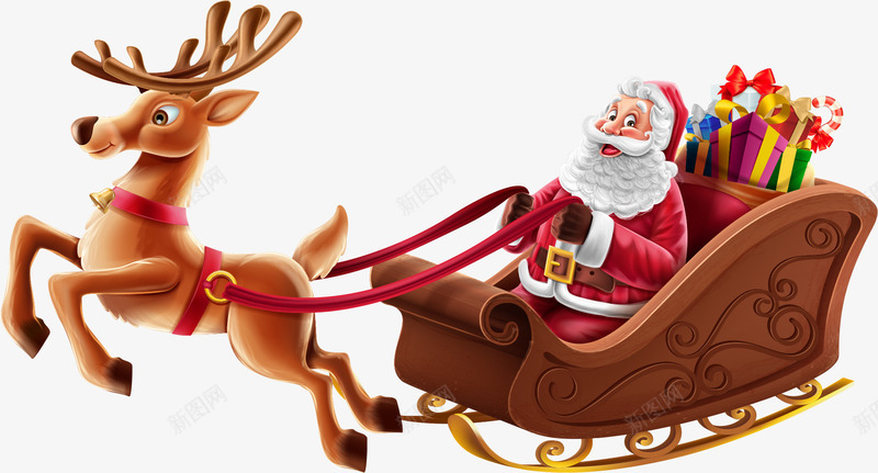 麋鹿拉车圣诞老人送礼造型png免抠素材_新图网 https://ixintu.com 圣诞老人 拉车 送礼 造型 麋鹿