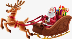 麋鹿拉车圣诞老人送礼造型素材