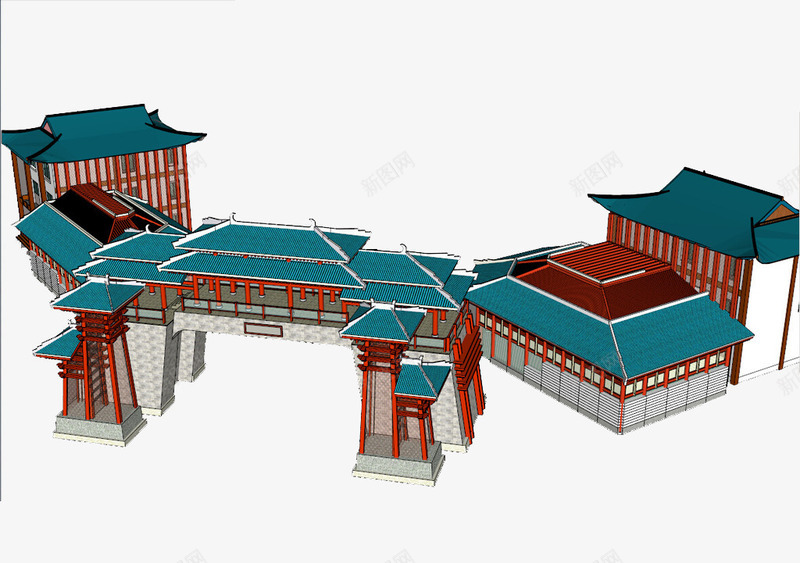 四合院模型png免抠素材_新图网 https://ixintu.com 3D实景院落 古代院落模型 四合院 四合院海报 老式四合院