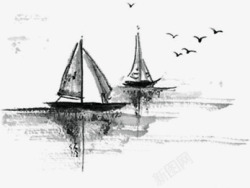 茶叶水墨水墨画帆船茶叶绿叶包装高清图片